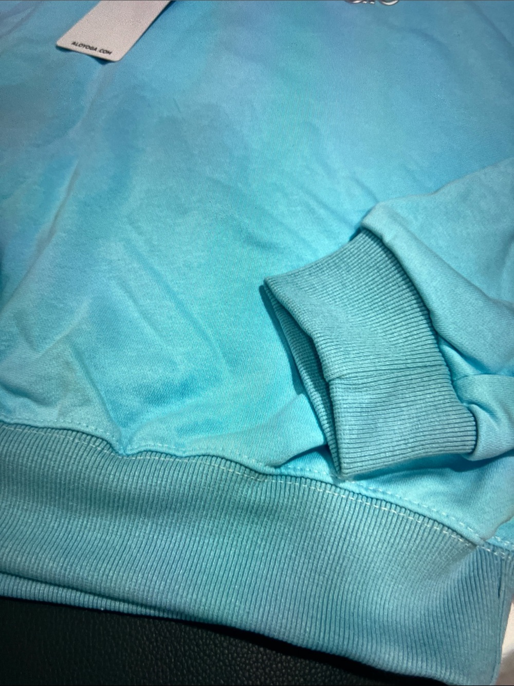ALO Yoga Light Blue Crew Sweatshirt and Shorts Set - Picture 5 of 8